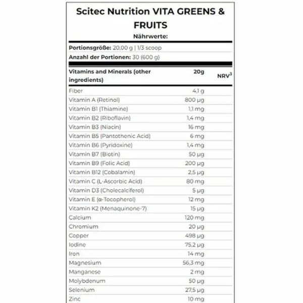 Scitec Vita Greens & Fruits 600g – Bild 3