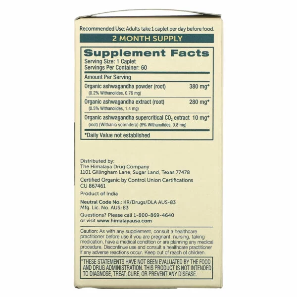 Himalaya Organic Ashwagandha - 60 Kapseln