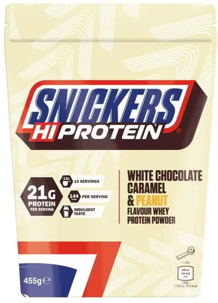 Snickers White Protein Powder 875g/455g - White Chocolate, Caramel & Peanut Snickers White Protein Powder 875g/455g - White Chocolate, Caramel & Peanut – Bild 2
